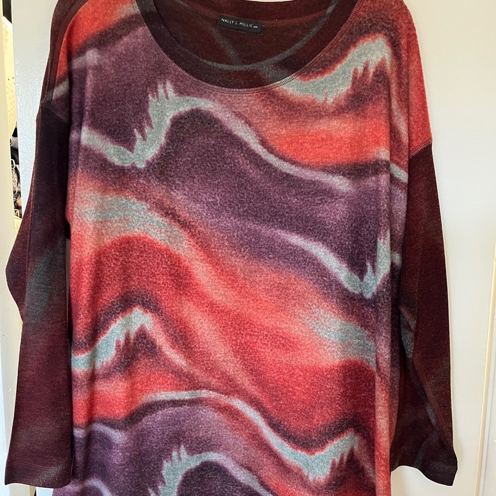 Nally & Millie Red and Gray Sweater